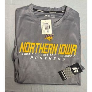 Northern Iowa Panthers Men's Short Sleeve T Shirt Gray Size Large Russell Athlet